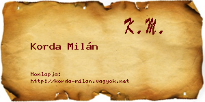 Korda Milán névjegykártya