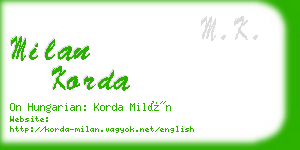 milan korda business card